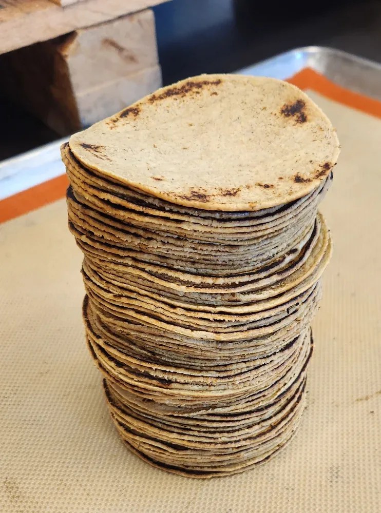 A tall stack of freshly made Vermont Tortilla Company corn tortillas. Photo: Vermont Tortilla Company