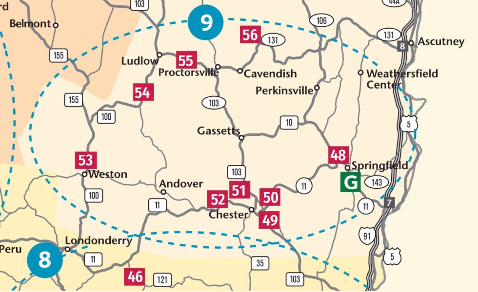 Loop 9 detail: Springfield, Chester, Weston, Ludlow, Cavendish.
